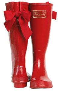 rain boots with ribbon on back